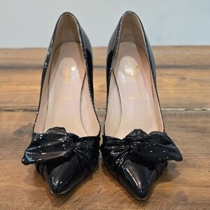 Kate‎ Spade New York Black Patent Bow Pointed Toe Heels 6.5